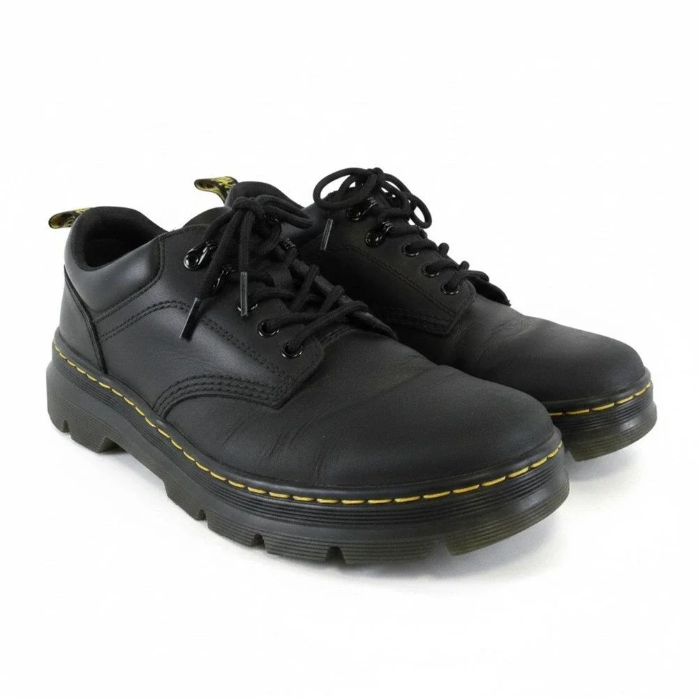 Dr. Martens Reeder Shoes Mens 10 Black Good Leather Low Top Lug Sole Hiker